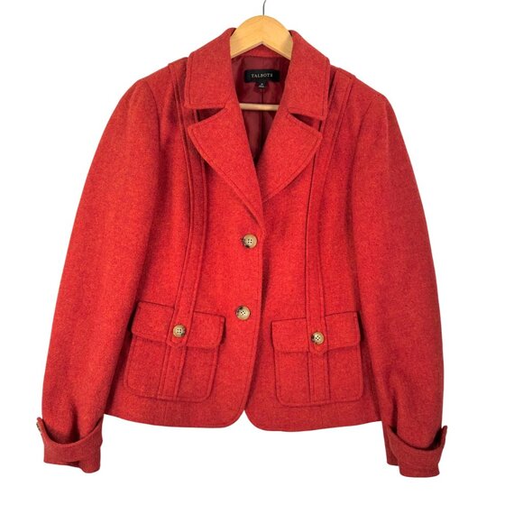 Talbots Jackets & Blazers - Talbots Wool blend classic button blazer orange 90s preppy sz 10